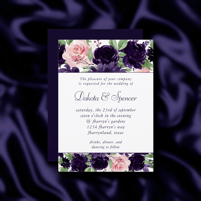 Lush Blossoms | Purple and Pink Bouquet Garland Invitation (Creator Uploaded)