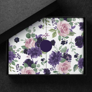 Lush Blossoms   Purple and Pink Floral Pattern Tissue Paper