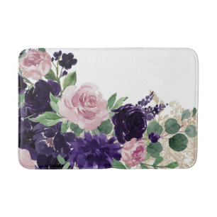 Lush Blossoms   Purple and Pink Floral Shimmer Bath Mat