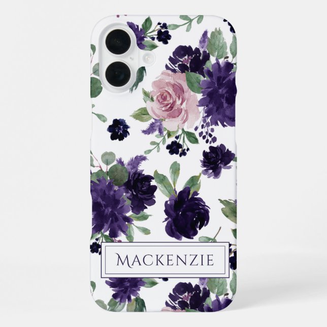 Lush Blossoms | Purple and Pink Pattern Monogram iPhone Case (Back)