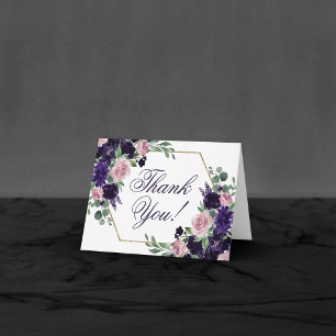 Lush Blossoms   Purple and Pink Rose Bouquet Frame Thank You Card