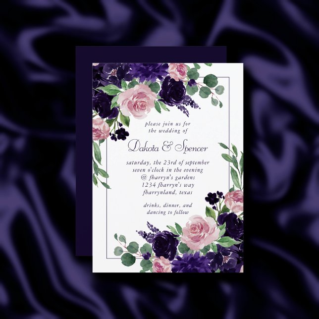 Lush Blossoms | Purple and Pink Rose Bouquet Invitation (Creator Uploaded)