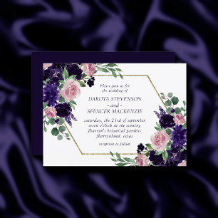 Lush Blossoms   Purple and Pink Rose Bouquets Invitation