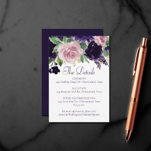 Lush Blossoms   Purple and Pink Rose Floral Detail Enclosure Card