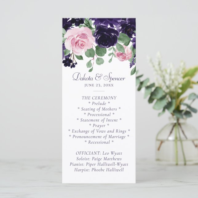 Lush Blossoms | Purple and Pink Rose Garland Programme (Standing Front)