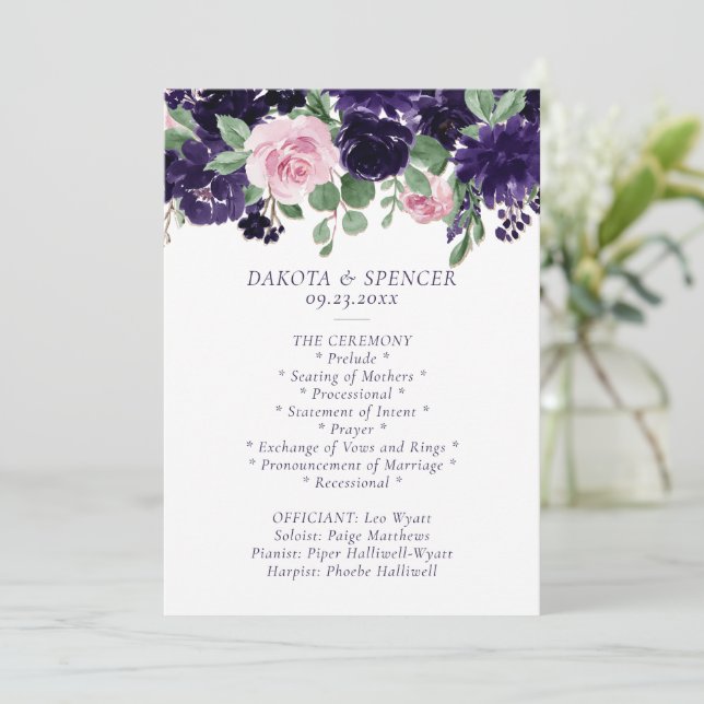 Lush Blossoms | Purple and Pink Rose Garland Programme (Standing Front)