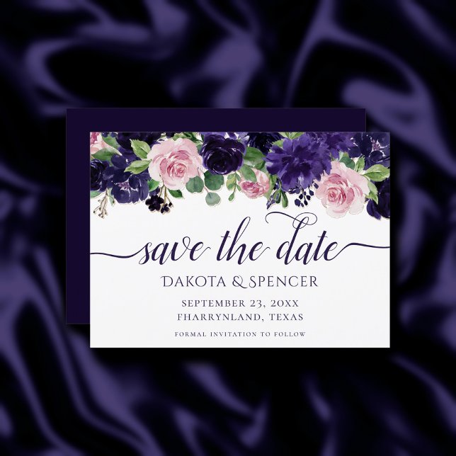 Lush Blossoms | Purple and Pink Rose Garland Save The Date (Creator Uploaded)