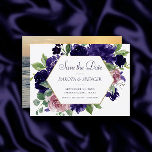 Lush Blossoms Purple and Pink Rose Wreath Photo Save The Date