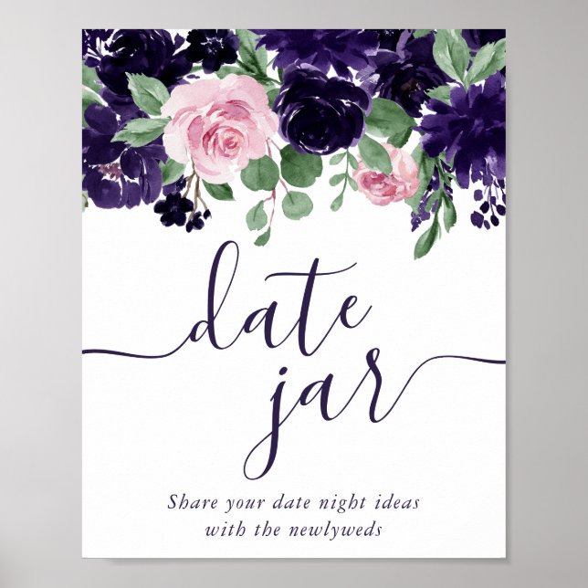 Lush Blossoms | Purple and Pink Roses Date Jar Poster (Front)