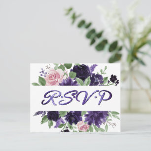 Lush Blossoms   Purple and Pink Roses RSVP Entree Postcard