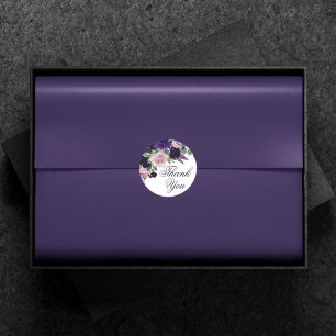 Lush Blossoms   Purple and Pink Roses Thank You Classic Round Sticker