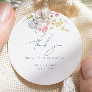 Lush Blue Boho Wildflowers Elegant Wedding Favour Tags
