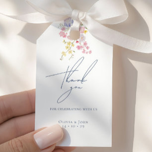 Lush Blue Boho Wildflowers Elegant Wedding Gift Tags
