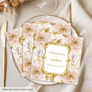 Lush Blush Gold Wedding Paper Napkins