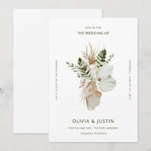 Lush Boho   Tropical Botanical Wedding Invitation