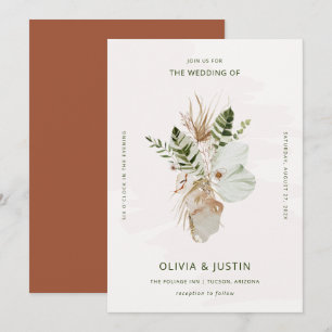 Lush Boho   Tropical Botanical Wedding Invitation