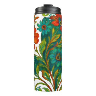 Lush Botanical Print - Vibrant Flowers and Leaves  Thermal Tumbler