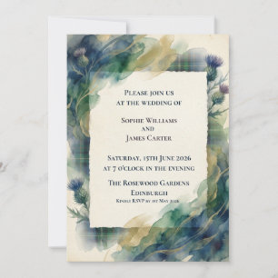 Lush Botanical Thistle Green Wedding Invitation