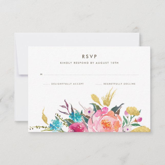Lush Bouquet Wedding RSVP Card (Front)