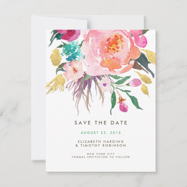 Lush Bouquet Wedding Save the Date (Front)