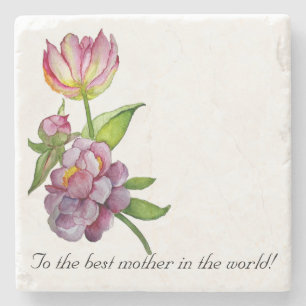 Lush bright flowers stone coaster
