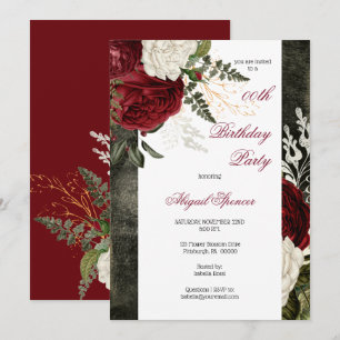 Lush Burgundy Floral Adult Birthday Party Invitation
