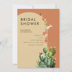 Lush Cactus Terracotta Geometric Bridal Shower Invitation
