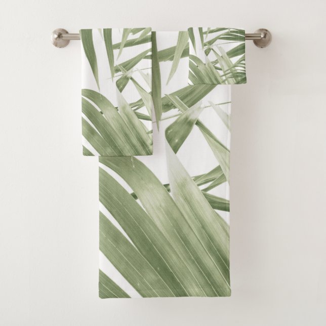 Lush Caribbean Palm Collage #2 #tropical #wall  Bath Towel Set (Insitu)