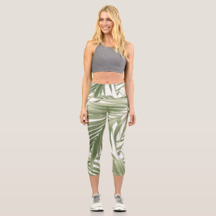 Lush Caribbean Palm Collage #2 #tropical #wall  Capri Leggings
