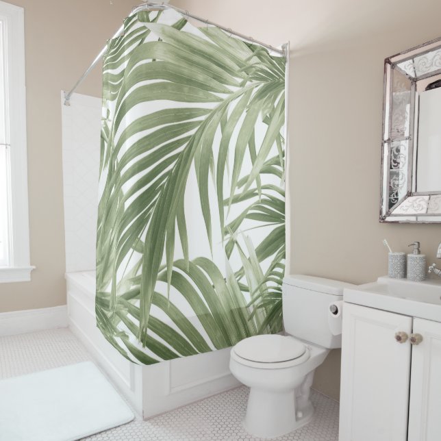 Lush Caribbean Palm Collage #2 #tropical #wall  Shower Curtain (In Situ)