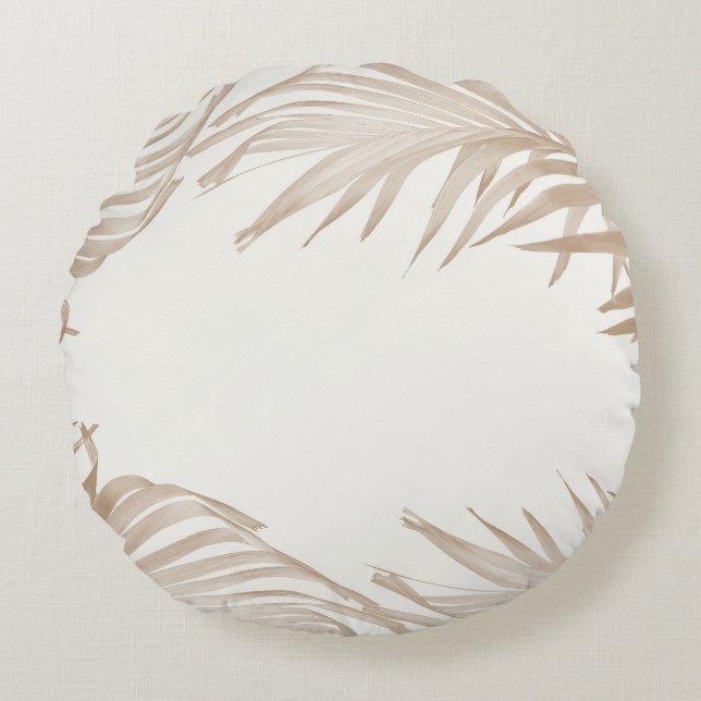 Lush Caribbean Palm Collage 3 Round Cushion (Front)