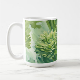 Lush Celery Green Botanical Pattern Coffee Mug