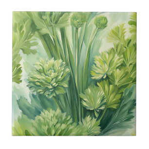 Lush Celery Green Botanical Pattern Tile