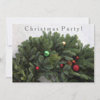 Lush Christmas wreath Christmas party Invitation