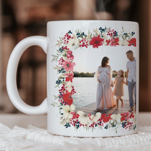 lush classic floral christmas botanical photo coffee mug (Creator Uploaded)