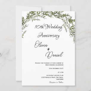 Lush Classic Greenery Wedding Anniversary  Invitation