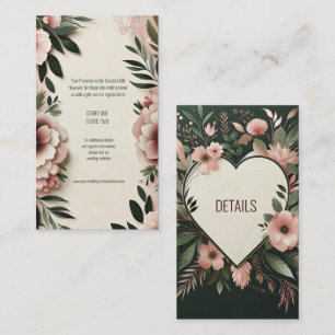 Lush Dark Green and Blush Pink Floral Wedding Enclosure Card