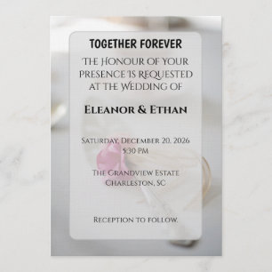 Lush Deep Red Rose Bouquet Moody Romantic Wedding Invitation