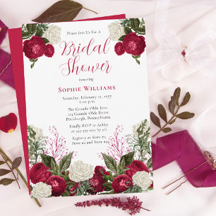 Lush Elegant Magenta Floral Bridal Shower Invitation