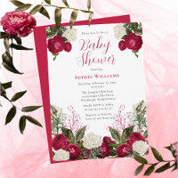 Lush Elegant Magenta Floral Girl Baby Shower