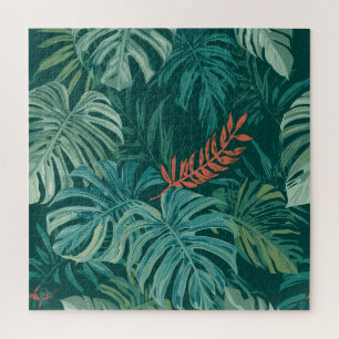 Lush Emerald Jungle Print Jigsaw Puzzle