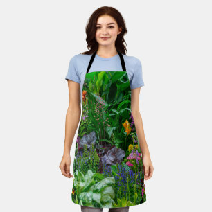 Lush English Cottage Garden Summer Flowers Photo Apron