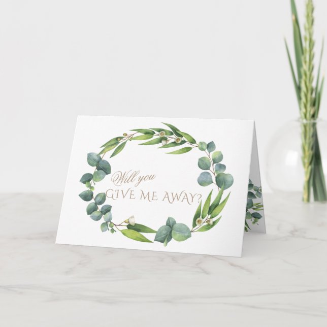 Lush Eucalyptus Foliage Will You Give Me Away Invitation (Front)