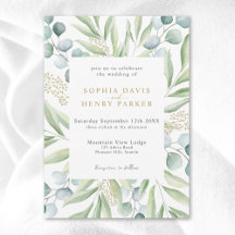 Lush Eucalyptus Light Greenery Sage Wedding Invita