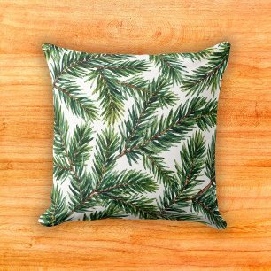 Lush Evergreen Douglas Fir Foliage Pattern Cushion
