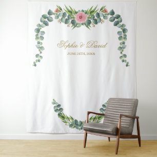 Lush Exotic Eucalyptus Bloom Wedding Tapestry