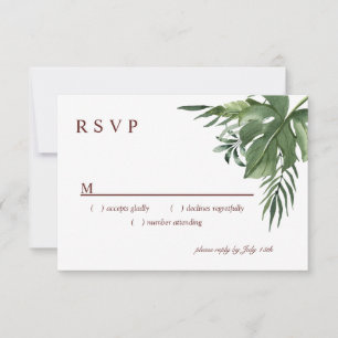 Lush Exotic Tropical Palm Leaves RSVP Card
