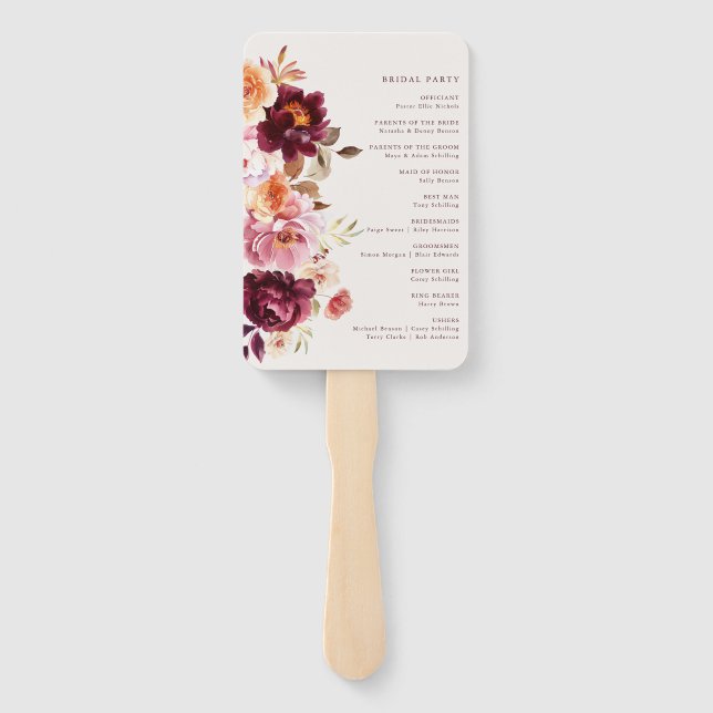 Lush Fall Floral Wedding Hand Fan (Back)