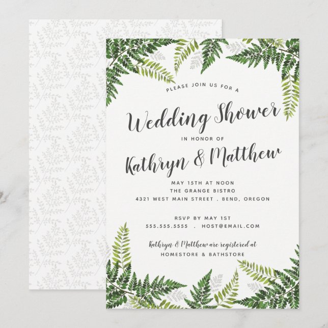 Lush Fern Tropical Couples Wedding Shower Invitation (Front/Back)