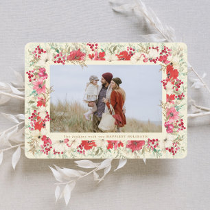 lush floral beautiful christmas botanical photo holiday card
